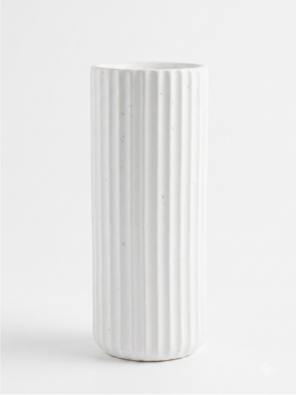 NIB Fable Home The Tall Bud Vase Speckled White Ribbed Stoneware Minimalist